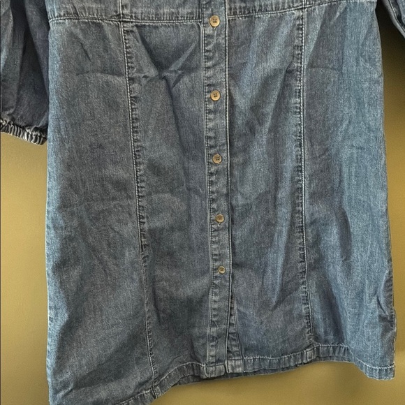 GAP Blue Buttoned Midi Dress with Notched Collar - Picture 5 of 10